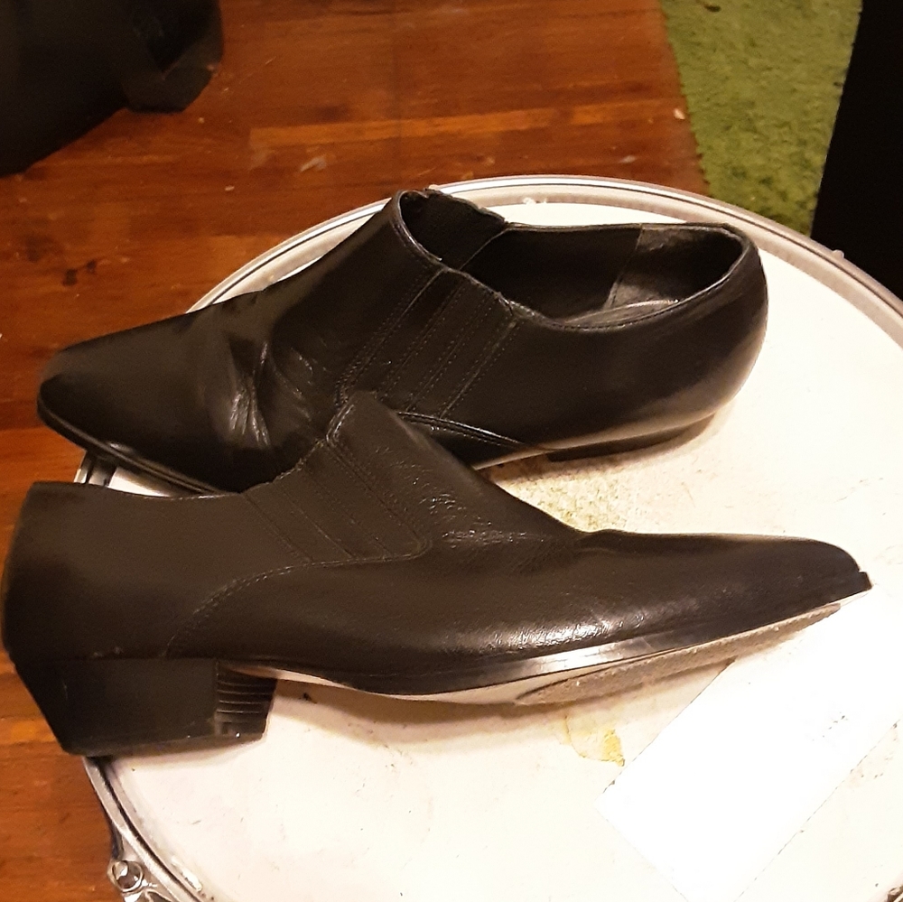 1990's shiny black leather ankle boots - Picture 2 of 5